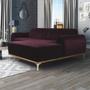 Imagem de Sofá 5 Lugares com Chaise Direito Para Sala Molino 300 cm D02 Veludo Roxo Grape B-292 - Lyam Decor