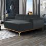 Imagem de Sofá 5 Lugares com Chaise Direito Para Sala Molino 320 cm D02 Veludo Cinza B-317 - Lyam Decor