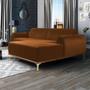Imagem de Sofá 5 Lugares com Chaise Direito Para Sala Molino 320 cm D02 Veludo Telha D-292 - Lyam Decor