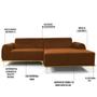 Imagem de Sofá 5 Lugares com Chaise Direito Para Sala Molino 320 cm D02 Veludo Telha D-292 - Lyam Decor