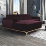 Imagem de Sofá 5 Lugares com Chaise Esquerdo Para Sala Molino 300cm D02 Veludo Roxo Grape C-292 - Lyam Decor