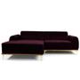 Imagem de Sofá 5 Lugares com Chaise Esquerdo Para Sala Molino 300cm D02 Veludo Roxo Grape C-292 - Lyam Decor
