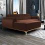 Imagem de Sofá 5 Lugares com Chaise Esquerdo Para Sala Molino 320cm D02 Veludo Marrom B-276 - Lyam Decor