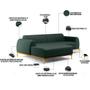 Imagem de Sofá 5 Lugares com Chaise Esquerdo Sala Estar Molino 300cm D02 Linho Verde Musgo C-117 - Lyam Decor