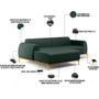 Imagem de Sofá 5 Lugares com Chaise Esquerdo Sala Estar Molino 300cm D02 Linho Verde Musgo C-123 - Lyam Decor