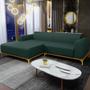Imagem de Sofá 5 Lugares com Chaise Esquerdo Sala Estar Molino 300cm D02 Linho Verde Musgo C-123 - Lyam Decor