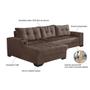 Imagem de Sofá 5 Lugares Dijon com Chaise Esquerdo e Entrada USB Suede Marrom