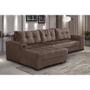 Imagem de Sofá 5 Lugares Dijon com Chaise Esquerdo e Entrada USB Suede Marrom