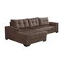 Imagem de Sofá 5 Lugares Dijon com Chaise Esquerdo e Entrada USB Suede Marrom