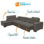 Imagem de Sofá 7 Lugares Canto Assento Retrátil Pillow Chaise D 3,60 x2,20 m Sttilo Bege - MegaSul