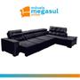 Imagem de Sofá 7 Lugares Canto Assento Retrátil Pillow Chaise E 3,60 x2,20 m Sttilo PRETO - MegaSul