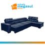 Imagem de Sofá 7 Lugares de Canto Retrátil e Reclinável Pillow Chaise E 3,60 x 2,20 m  Sttilo  Azul  - MegaSul