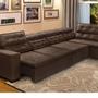 Imagem de Sofá 7 Lugares de Canto Retrátil e Reclinável Sttilo com Chaise E 3,60 x 2,20 m Marrom512 MegaSul