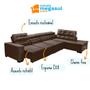 Imagem de Sofá 7 Lugares de Canto Retrátil e Reclinável Sttilo com Chaise E 3,60 x 2,20 m Marrom512 MegaSul