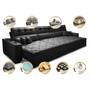 Imagem de Sofá Austin 3,22m Retrátil, Reclinável com Molas no Assento e Almofadas, Tecido Suede Preto
