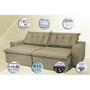 Imagem de Sofá Austrália 2,52 Mts Retrátil, Reclinável Com Molas e Pillow no Assento Tecido Suede Castor - Cama InBox