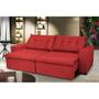 Imagem de Sofá Austrália 2,52 Mts Retrátil, Reclinável Com Molas e Pillow no Assento Tecido Suede Vermelho- Cama InBox