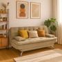 Imagem de Sofá-Cama 3 Lugares Casal Premium Suede Velvet Bege