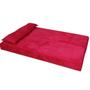 Imagem de Sofá Cama 3em1 em Tecido Suede Vermelho com Almofadas Dupla Face - Sofá que vira cama Multifuncional 