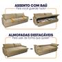 Imagem de Sofá Cama Baú Ravello Sem Caixa 2,76m Linho Bege 3 Lugares