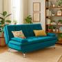 Sofá-Cama Casal 3 Lugares Premium A2 Suede Azul Turquesa - Mobly Imagem de Sofá-Cama Casal 3 Lugares Premium A2 Suede Azul Turquesa