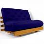 Imagem de Sofá Cama Casal Futon Tokio Azul Royal Acquablock Madeira Maciça Cor Mel