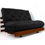 Imagem de Sofá Cama Casal Futon Tokio Preto Acquablock Madeira Maciça Cor Imbuia