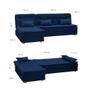 Imagem de Sofá-Cama Casal Reclinável com Chaise Penélope Veludo Azul