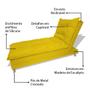 Imagem de Sofa Cama Chaise Bicama Reclinavel Sala Diva Suede Amarelo - INCASA DECOR