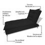 Imagem de Sofa Cama Chaise Bicama Reclinavel Sala  Diva Suede Preto - INCASA DECOR