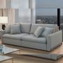 Imagem de Sofá Cama Retrátil Para Sala de Estar 3 Lugares 230cm Lee T03 Linho Cinza Urano - Lyam Decor