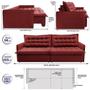 Imagem de Sofá Cama Retrátil Reclinável 2,55m Cama inBox Versátil com Pillow Top e Molas Velusoft Vermelho