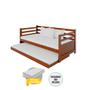Imagem de Sofá Cama Rústico Madeira Enjoy com Auxiliar e 2 Colchões - Castanho