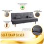 Imagem de Sofá Cama Silver 3 Lugares Reclinável Suede Cinza Chumbo 1,92 Speciale Home