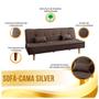 Imagem de Sofá Cama Silver 3 Lugares Reclinável Suede Marrom Café 1,92 - VS Decor