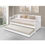 Imagem de Sofa Cama Solteiro de Madeira com Braços e 2 Colchões - Branco 
