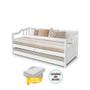 Imagem de Sofa Cama Solteiro de Madeira com Braços e 2 Colchões - Branco 