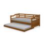 Imagem de Sofa Cama Solteiro de Madeira com Cama Auxiliar com 2 Colchões - Castanho 