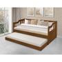 Imagem de Sofa Cama Solteiro de Madeira com Cama Auxiliar com 2 Colchões - Castanho 