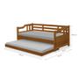 Imagem de Sofa Cama Solteiro de Madeira com Cama Auxiliar com 2 Colchões - Castanho 