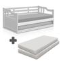 Imagem de Sofá cama solteiro de madeira maciça com cama auxiliar e colchão Atraente branca