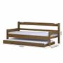Imagem de Sofá cama solteiro de madeira maciça com cama auxiliar e colchão Nemargi Imbuia