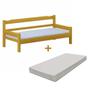 Imagem de Sofá cama solteiro de madeira maciça com colchão Nemargi Cerejeira