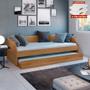 Imagem de Sofá Cama Solteiro Duo com Cama Auxiliar em Mdf Reforçado 15mm Amendoa com 2 Colchões