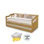 Imagem de Sofá Cama Solteiro Vintage com Cama Auxiliar Madeira com 2 Colchões - Imbuia