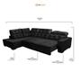 Imagem de Sofá Canto 285 x 205 cm Chaise E Sttilo Retrátil Mola D26 Suede Preto 6 Lugares - SóSofa