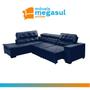Imagem de Sofá Canto 5 Lugares Chaise D Retrátil e Reclinável Pillow 280 x 220 cm Sttilo - TECIDO SUEDE -Megasul Cor Azul