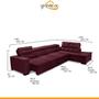 Imagem de Sofá Canto Chaise D 360 x 220 Cm Retrátil Mola Bonnel Pillow D28 Stillo Veludo Roxo - Grandellar