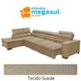 Imagem de Sofá Canto Chaise D 7 Lugares Retrátil e Reclinável Pillow 360 x 220 cm Sttilo TECIDO SUEDE - MegaSul Cor Bege