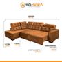 Imagem de Sofá Canto Chaise E Impermeável 285 x 205 cm Reclinável São Paulo Veludo Terracota - SóSofa